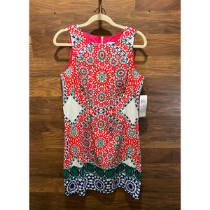 London Times Sleeveless Dress NWT Geometric Medallion Pattern Women's Size 10